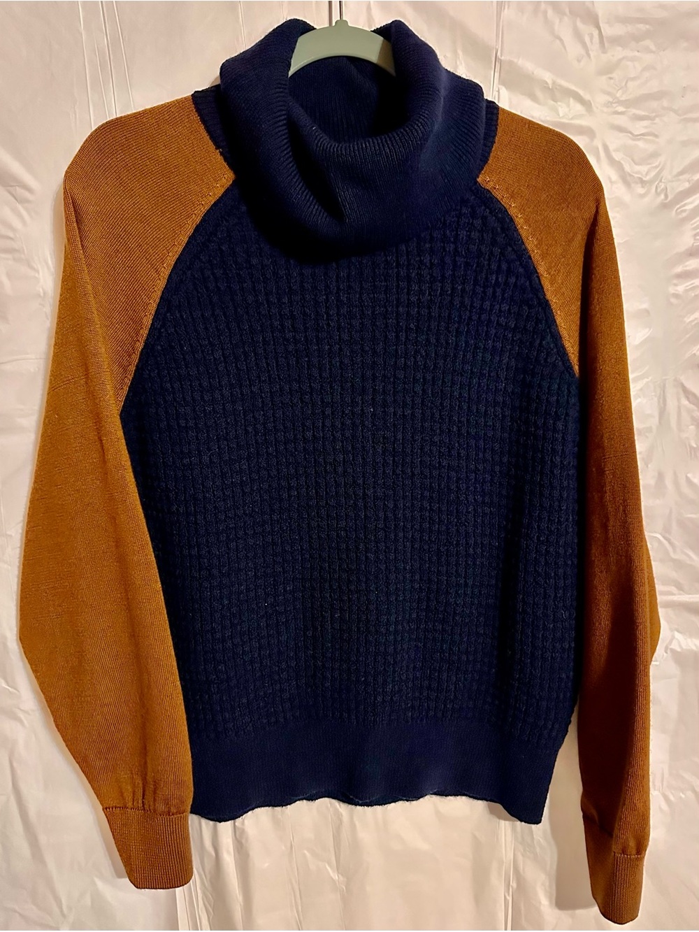 COS Woman’s Turtleneck Colorblock Sweater - Navy and Brown